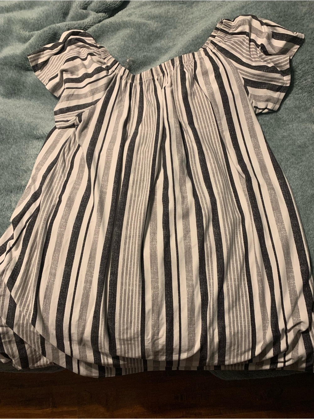 Striped Off-Shoulder Women’s dress in White and Black